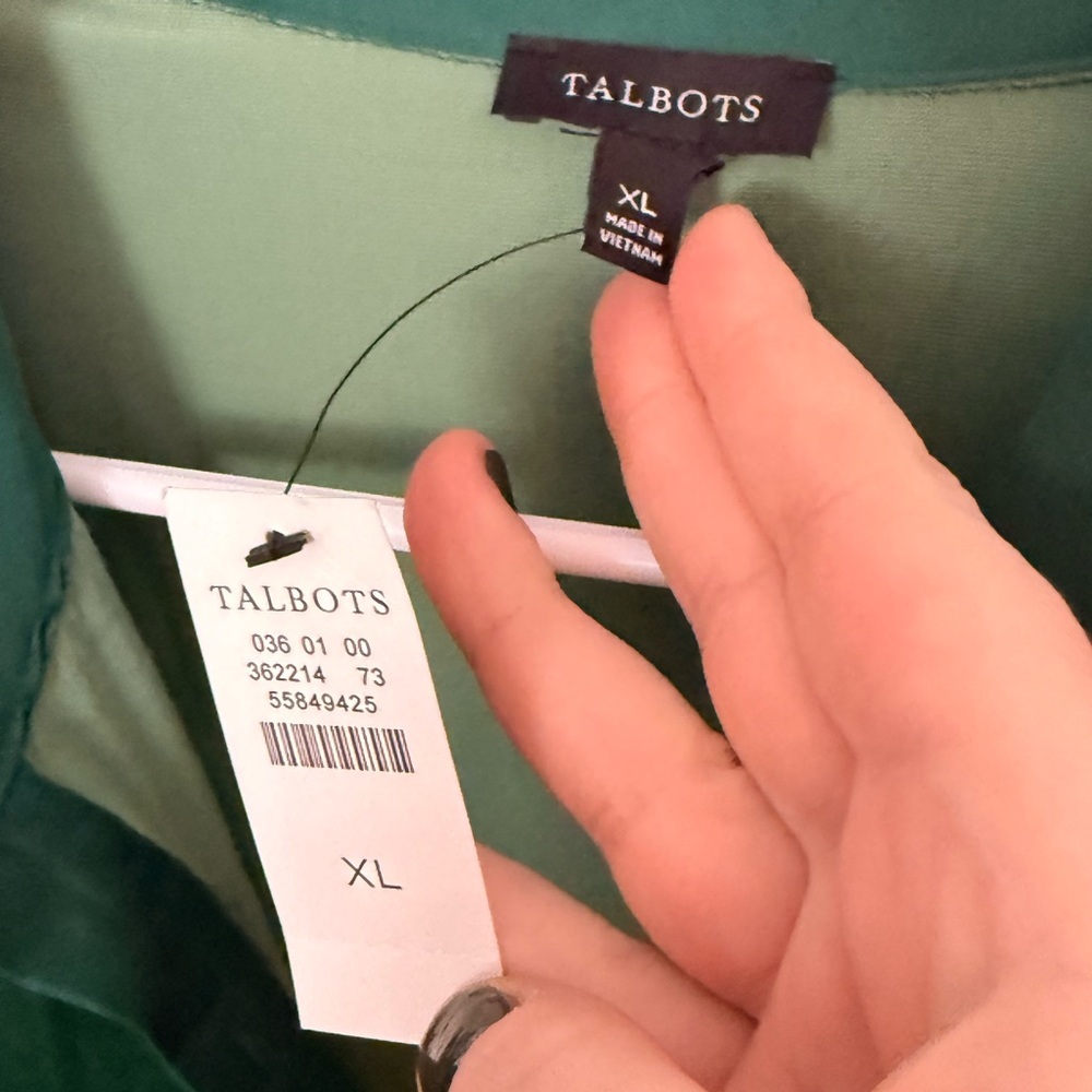 Talbots Emerald Green Velvet Shirt Dress Size XL NWT - Picture 2 of 7